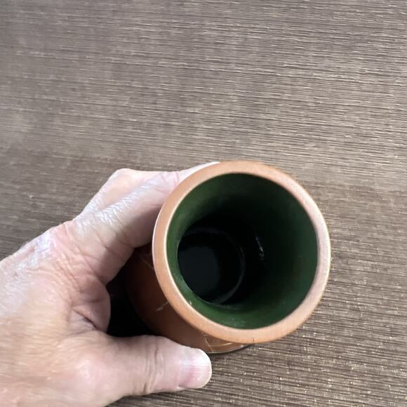 Leopoldo de Mexico Vase-Aztec Face Design-5in Art Pottery-Signed Vintage Ceramic - Picture 7 of 7